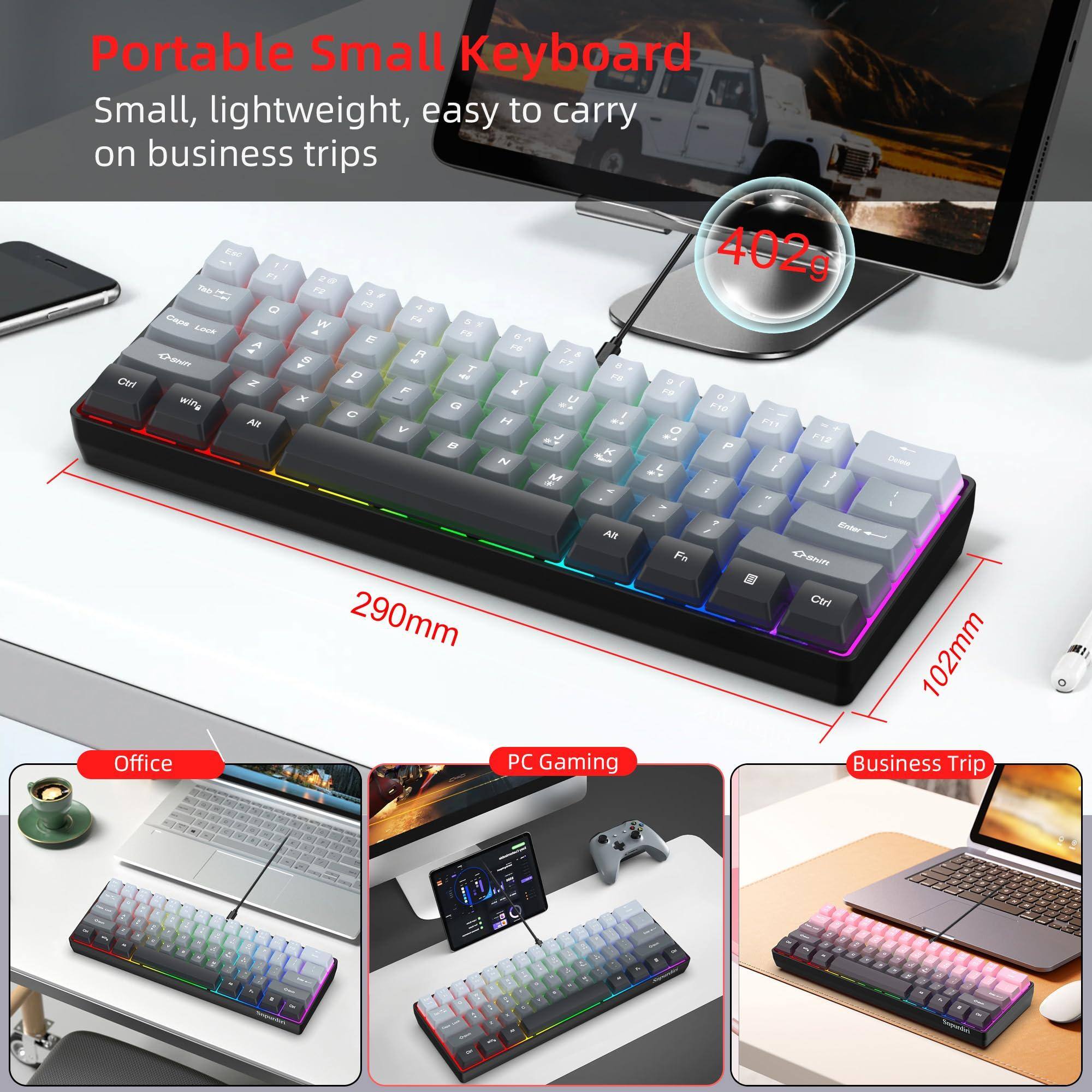 Portable Small Keyboard  
Small, lightweight, easy to carry on business trips  

402g  

290mm x 102mm  

Office  
PC Gaming  
Business Trip