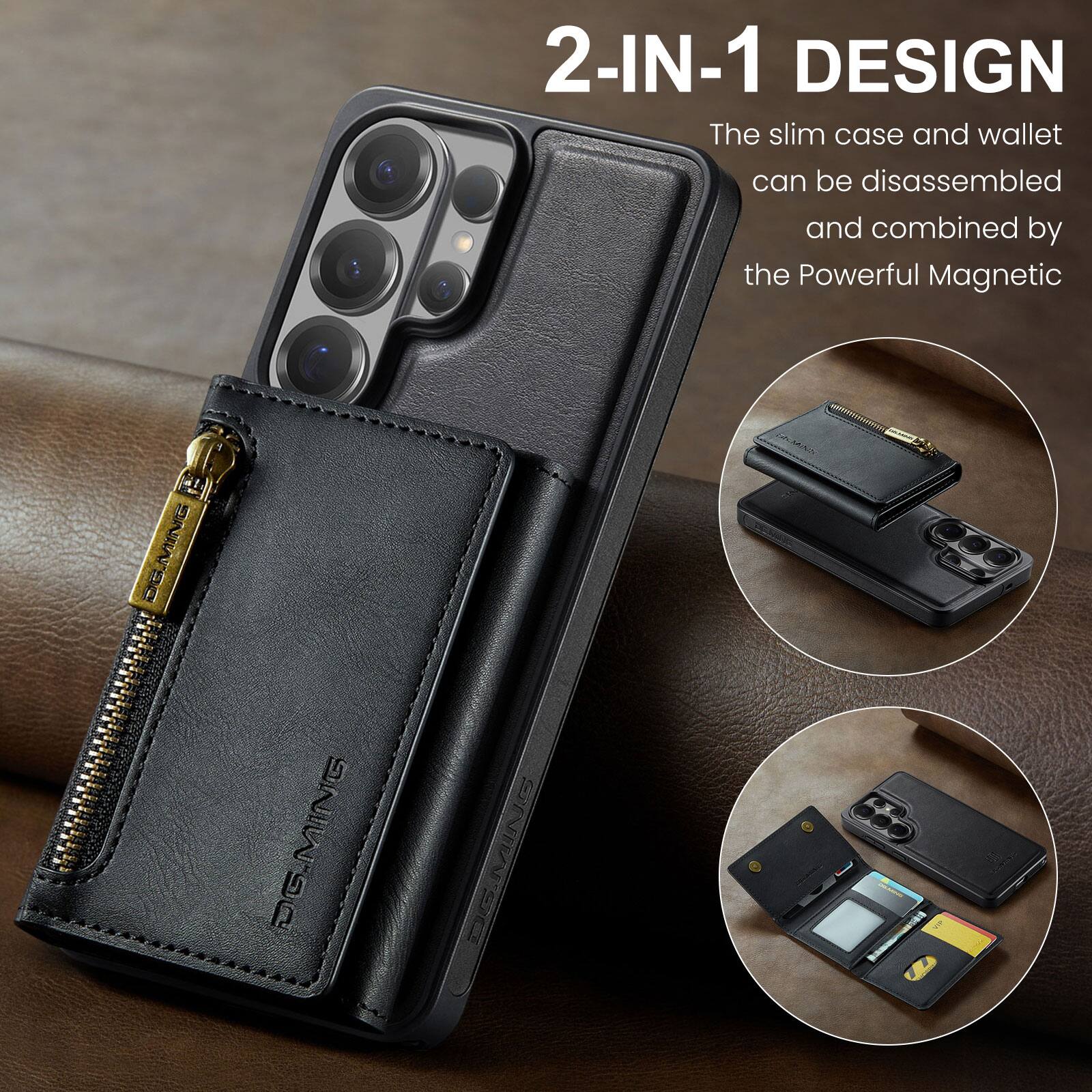 2-IN-1 DESIGN  
The slim case and wallet can be disassembled and combined by the Powerful Magnetic  

SNISC : DG JS DS.MING