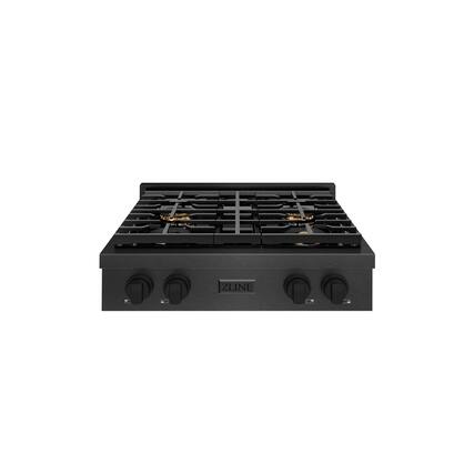 Front. ZLINE - ZLINE 30 in. Paramount Gas Rangetop with 4 Burner DuoPro Cooktop in Black Satin Stainless Steel (PSRTBS-30) - Black Satin Stainless Steel.