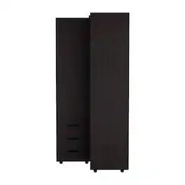 TuHome - Toulouse Corner Armoire With Double Doors And Interior Shelves, Space-Saving Wardrobe - Black