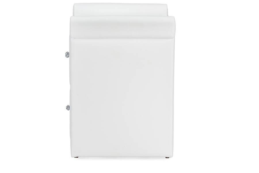 Angle. Baxton Studio - Victoria Matte PU Leather 2 Storage Drawers Nightstand Bedside Table - White.