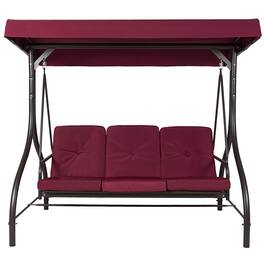 Hivvago - Outdoor Patio Deck Porch Canopy Swing with Cushions - Burgundy