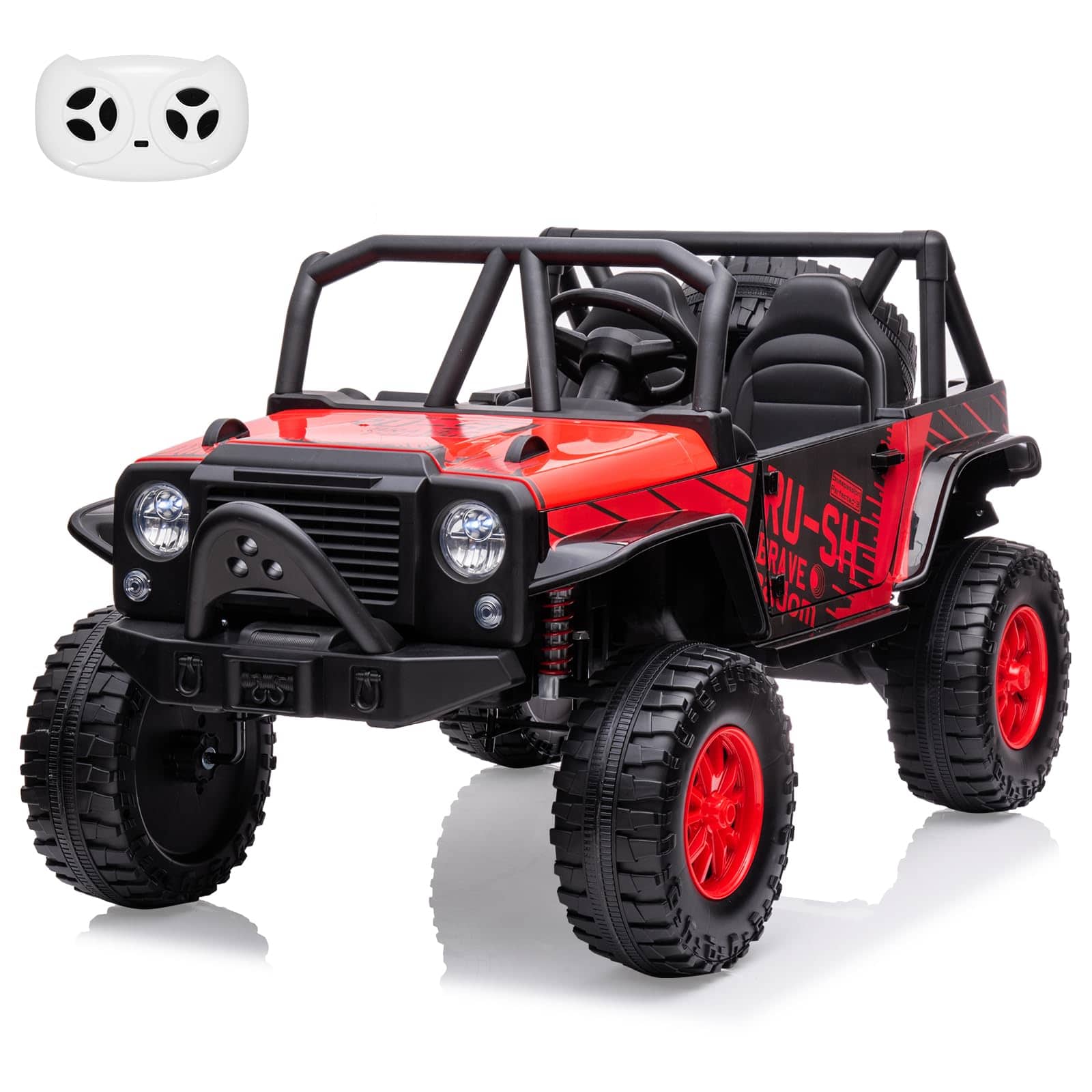 GARVEE - 24V 2-Seater Kids Ride-On Truck with Remote Control, Dual Motors, 19" Seat, LED Lights, Music, Enhanced Suspension