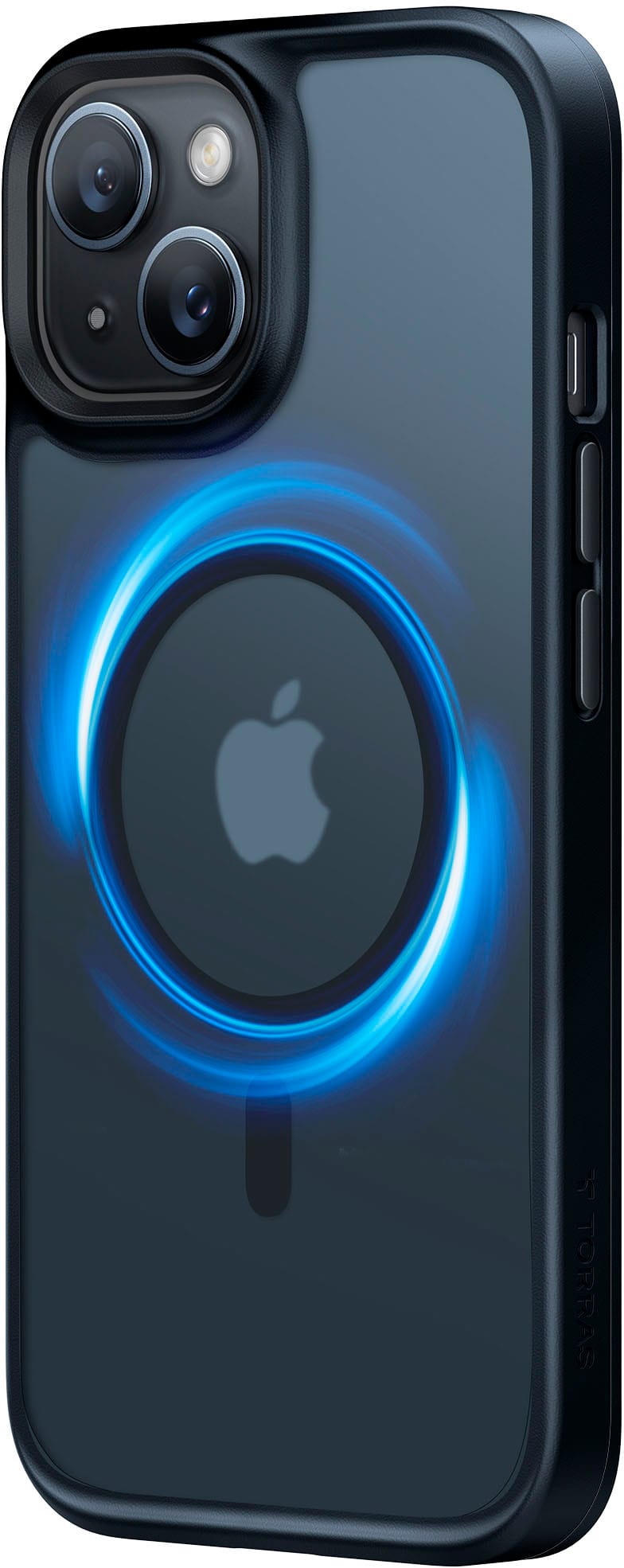 Front. TORRAS - Guardian Magnetic Military Grade Drop Tested & Compatible MagSafe slim Frosted Case designed for Apple iPhone 15 - Black.