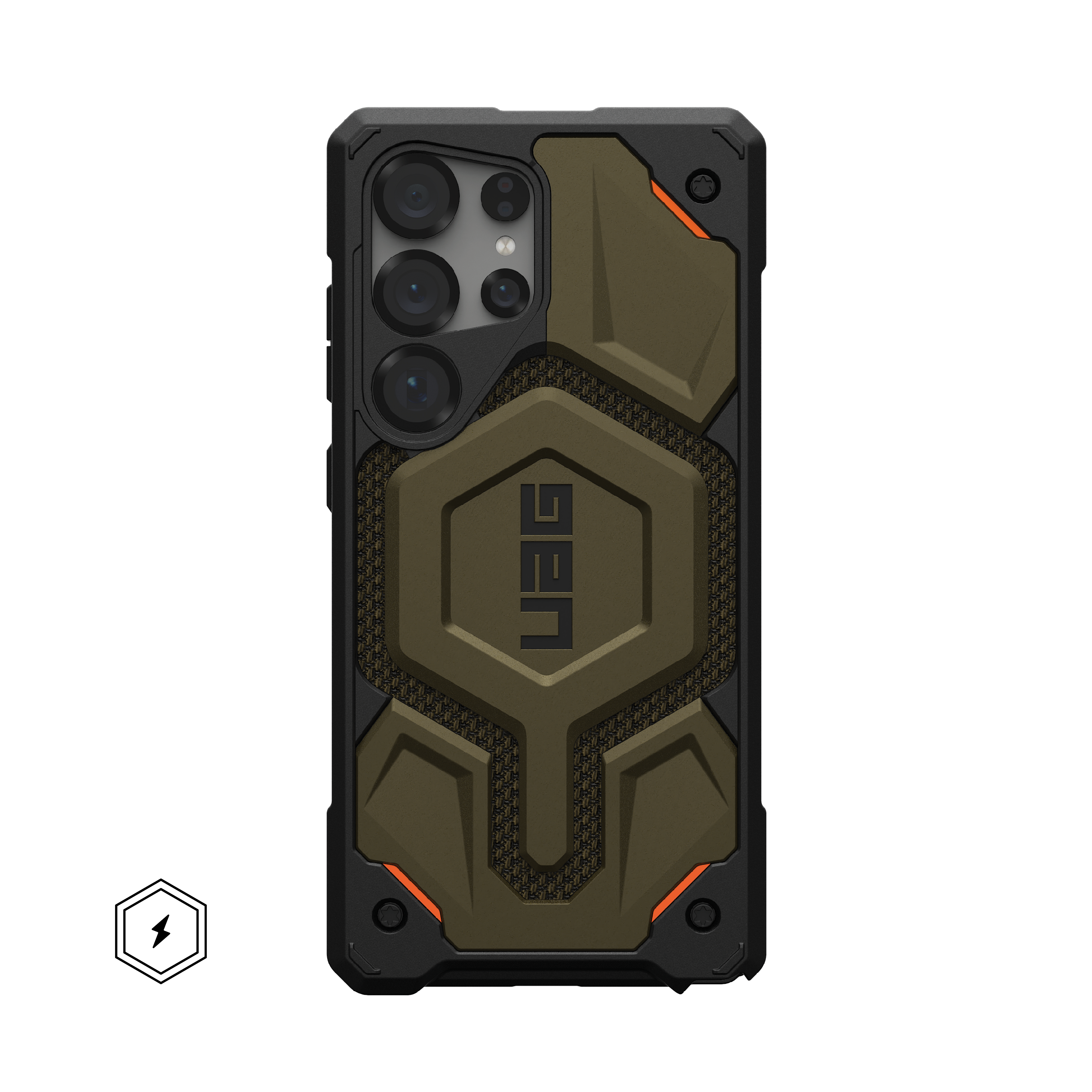 Front. UAG - Monarch Pro Series Case with Magnet for Galaxy S25 Ultra - Kevlar Element Green.