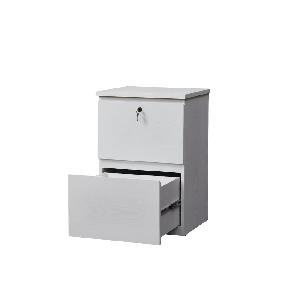 Left. KOWO - 2 Drawer Wood File Cabinet With Lock - White.