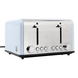 Redmond - 4 Slice Extra Wide Slot 1650W Stainless Steel Toaster - Light Blue
