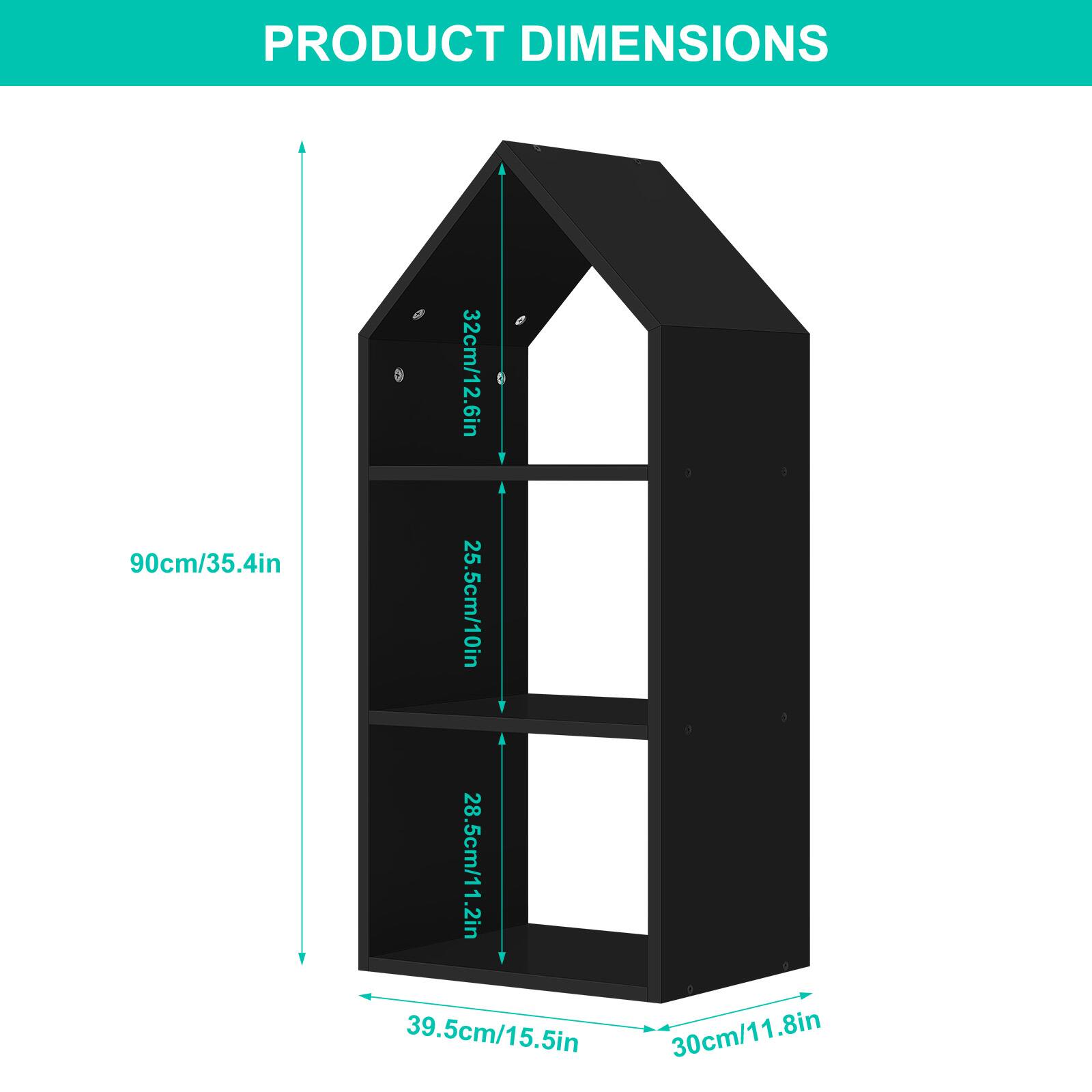 PRODUCT DIMENSIONS  
90cm/35.4in  
32cm/12.6in  
25.5cm/10in  
28.5cm/11.2in  
39.5cm/15.5in  
30cm/11.8in