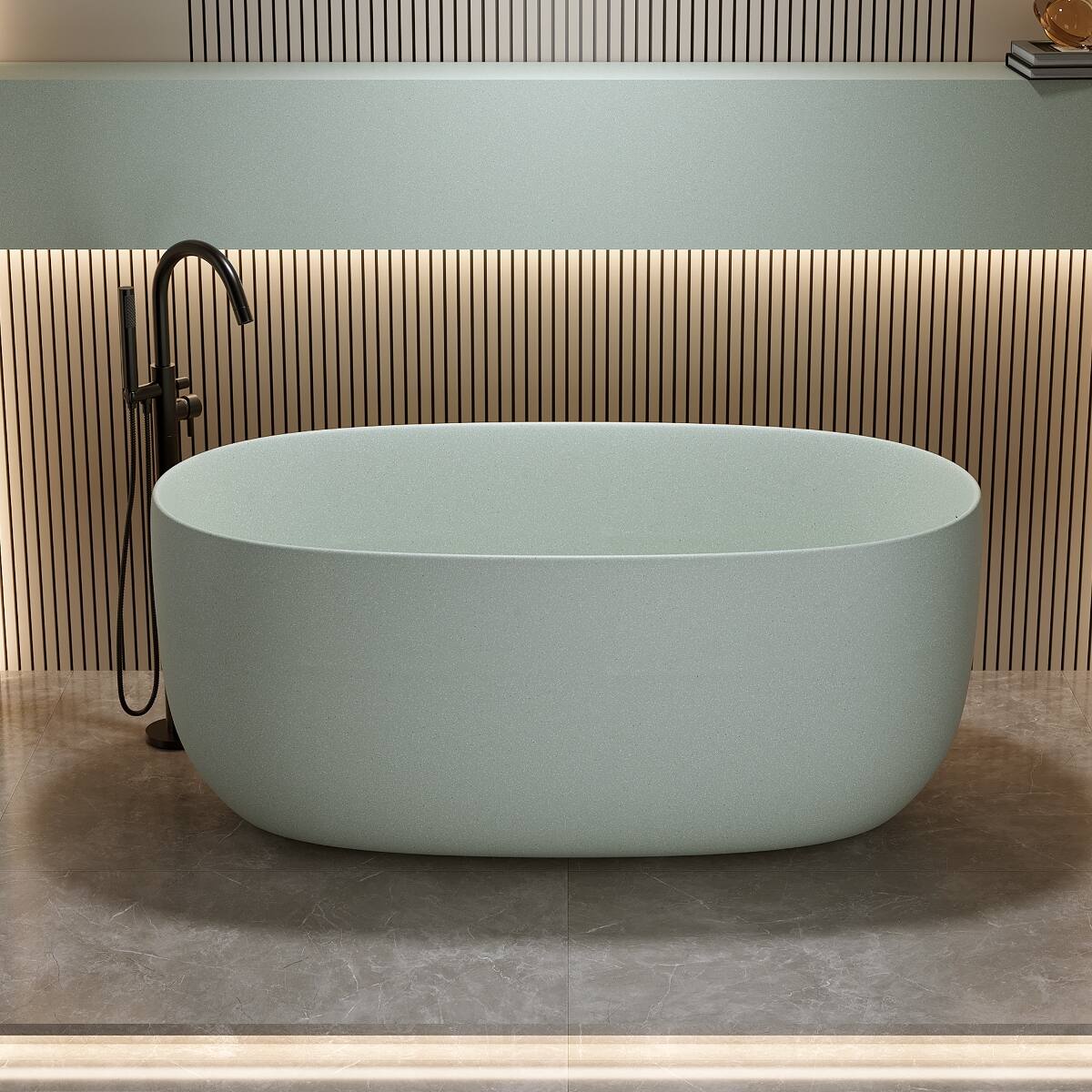 Alt View 3. Loheer - Loheer 51 in Freestanding Solid Surface Soaking Bathtub with Overflow and Pop Up Drain Turquoise Green - Turquoise Green.
