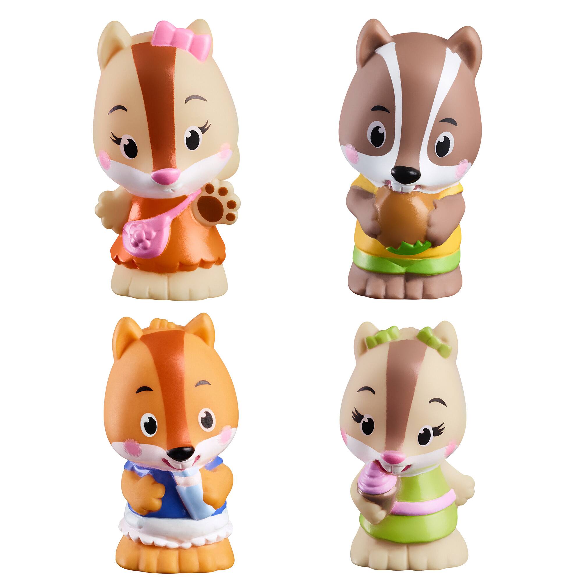 Front. Timber Tots - Timber Tots: Nutnut Family - 4 Character Set, Chipmunk Toy Figurines, 1.75-2" Animal Miniatures - Multicolored.