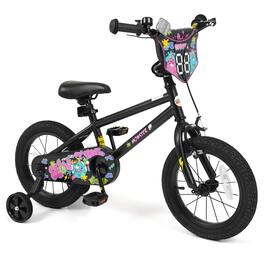 Costway - 14 Inch Kids Bike with Training Wheels, Dual Hand & Coaster Brakes, Adjustable Seat - Black