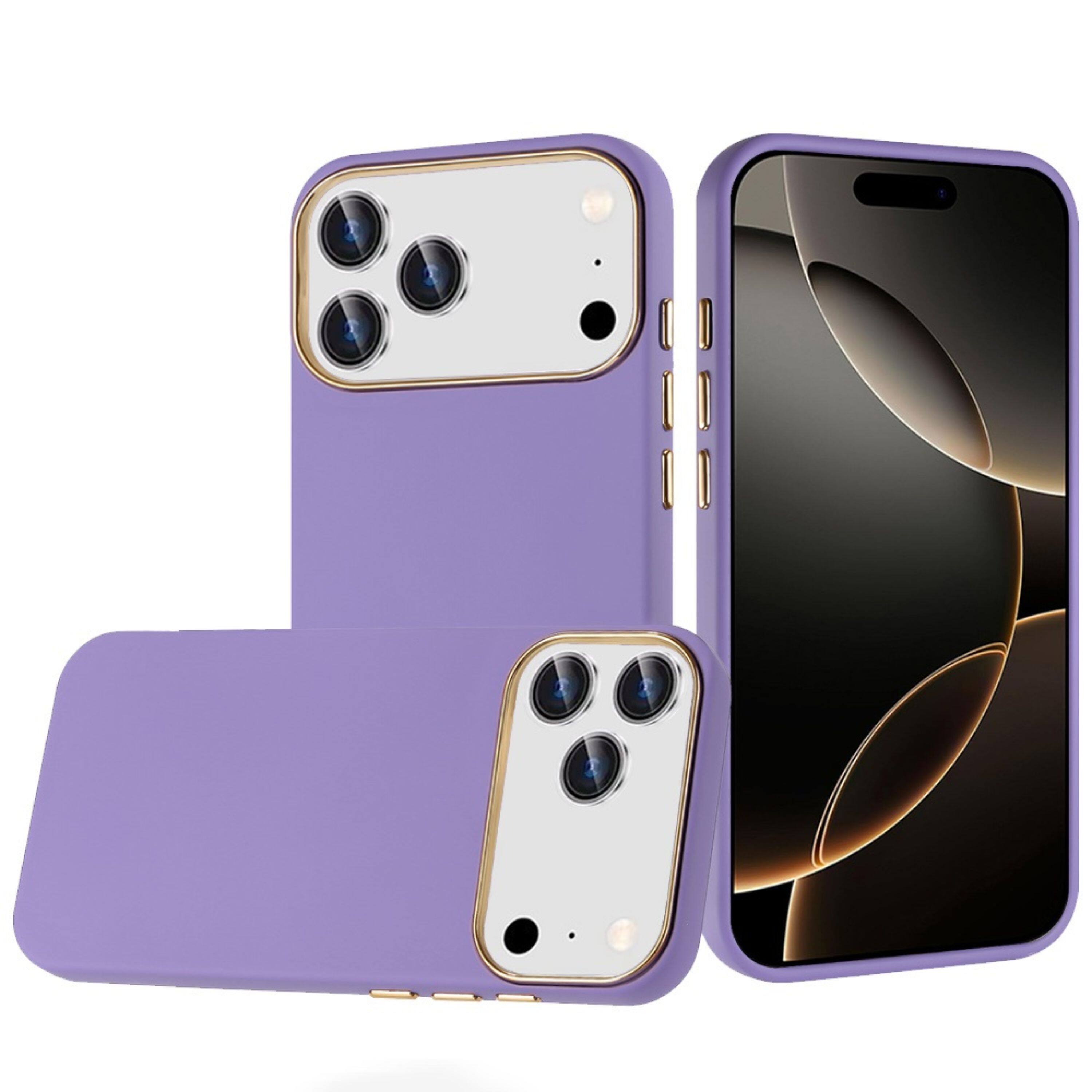 Kitcheniva - Premium Soft Chrome Button Case With Tempered Glass For iPhone 17 Pro Max - Dark Purple price history on PriceWatchPro