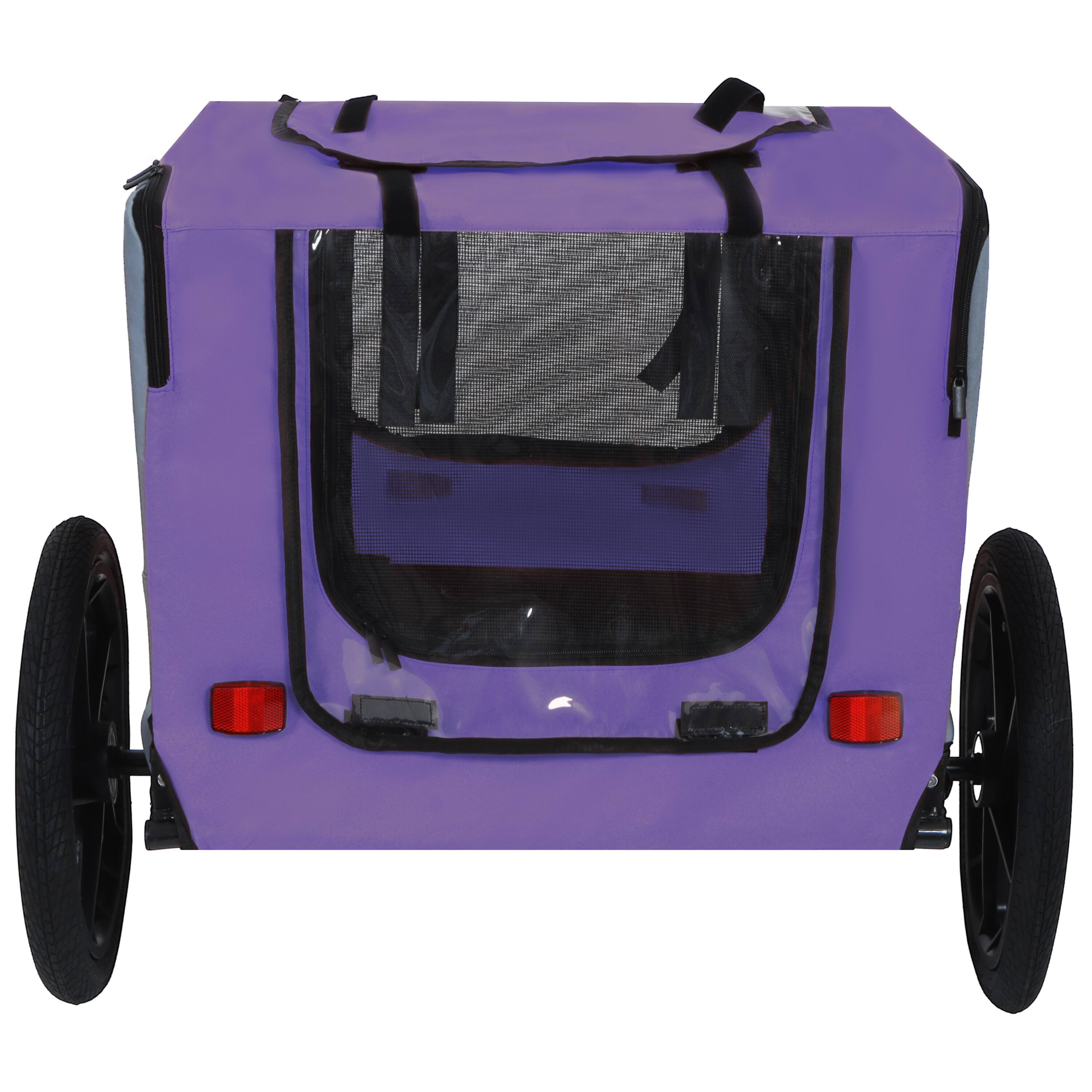 Back. TinyHomie - Outdoor Heavy Duty Collapsible Pet Bike Trailer 16inch  Wheels Universal Hitch Purple.