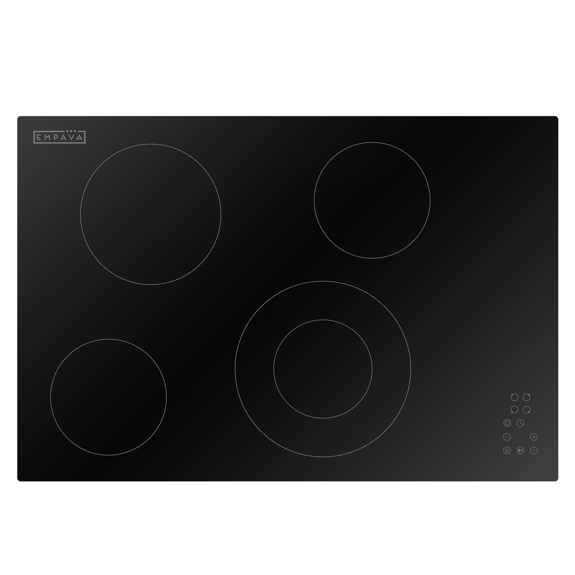 Empava - 30 in. ETL-Certified 4 EGO Heating Elements Electric Radiant Cooktop - Black