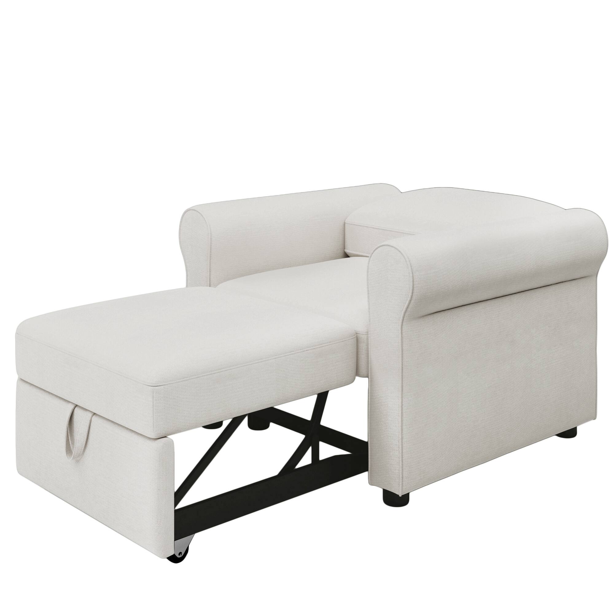 Alt View 5. APRILSOUL - Convertible Sleeper Chair Bed  Single Bed Modern Chair Bed Sleeper - Cream.