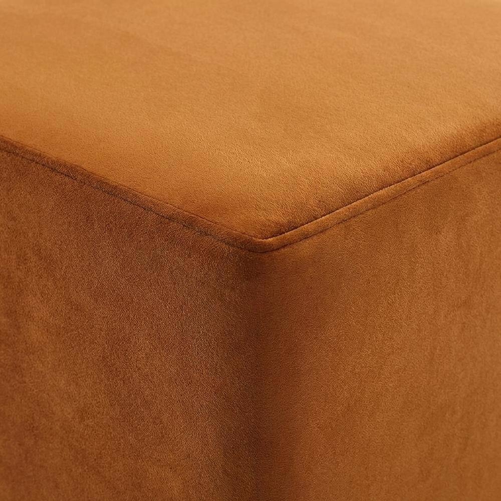Alt View 1. Outdoor Escape - Square Performance Velvet Ottoman In Neutral Tone With Plush Upholstery - Brown.