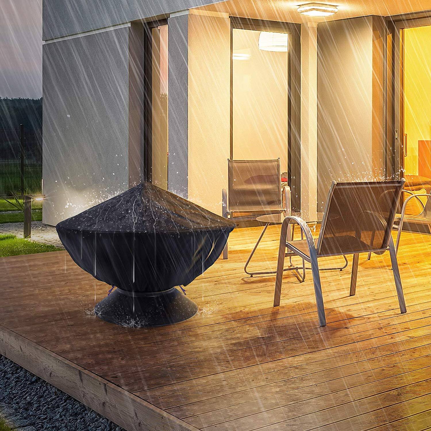 Back. Sorbus - Sorbus 36" D Round Weather-Resistant Fire Pit Cover - Black.