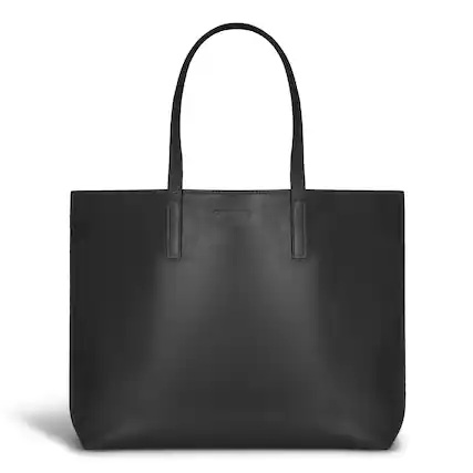 Front. Champs - Onyx Collection Leather Open Tote - Black.