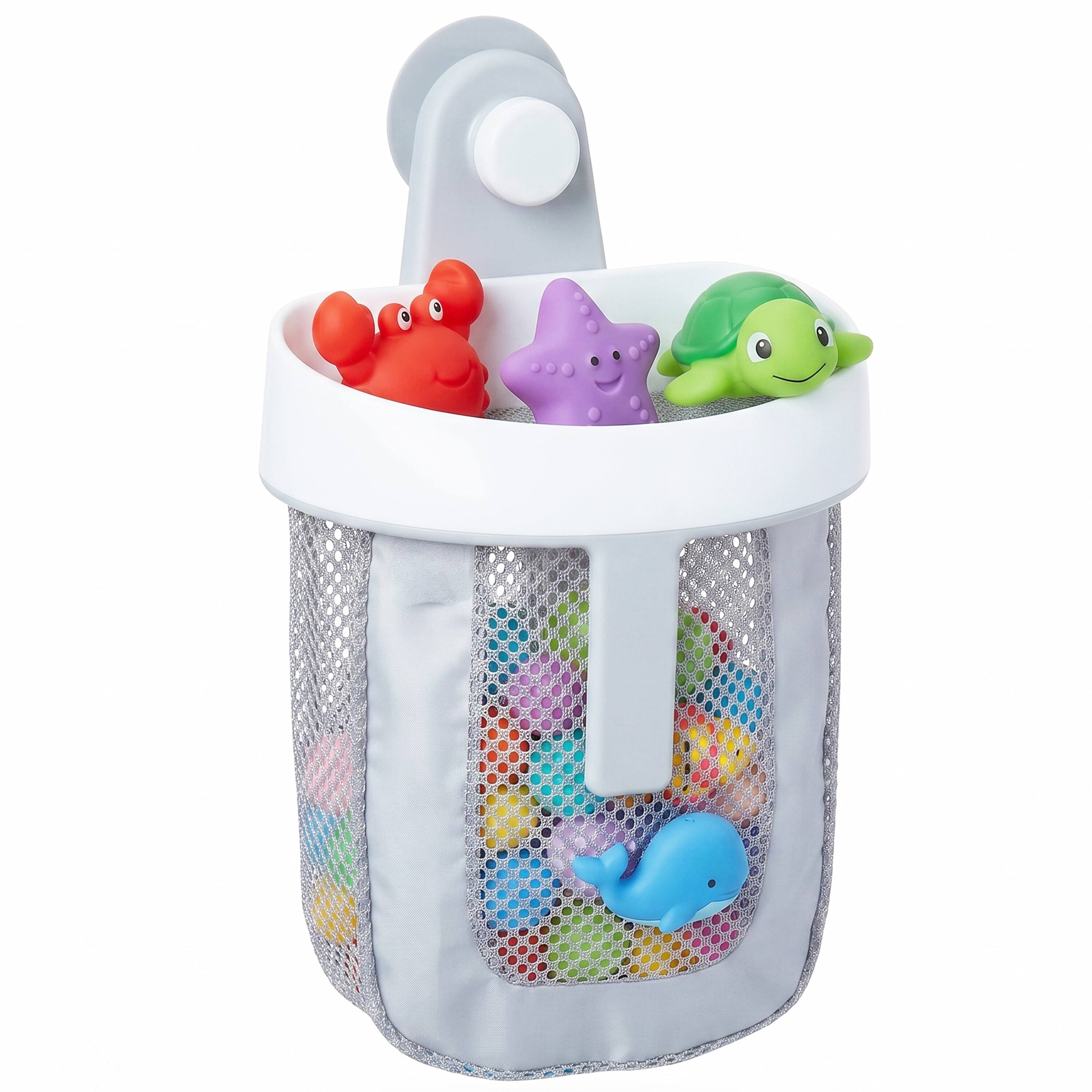 Front. Sperric - Bath Toy Storage Organizer, 1 Gallon Mesh Hanging Holder with Suction Cup, Easy Scoop Mesh Caddy for Bathroom Cleanup - Gray.