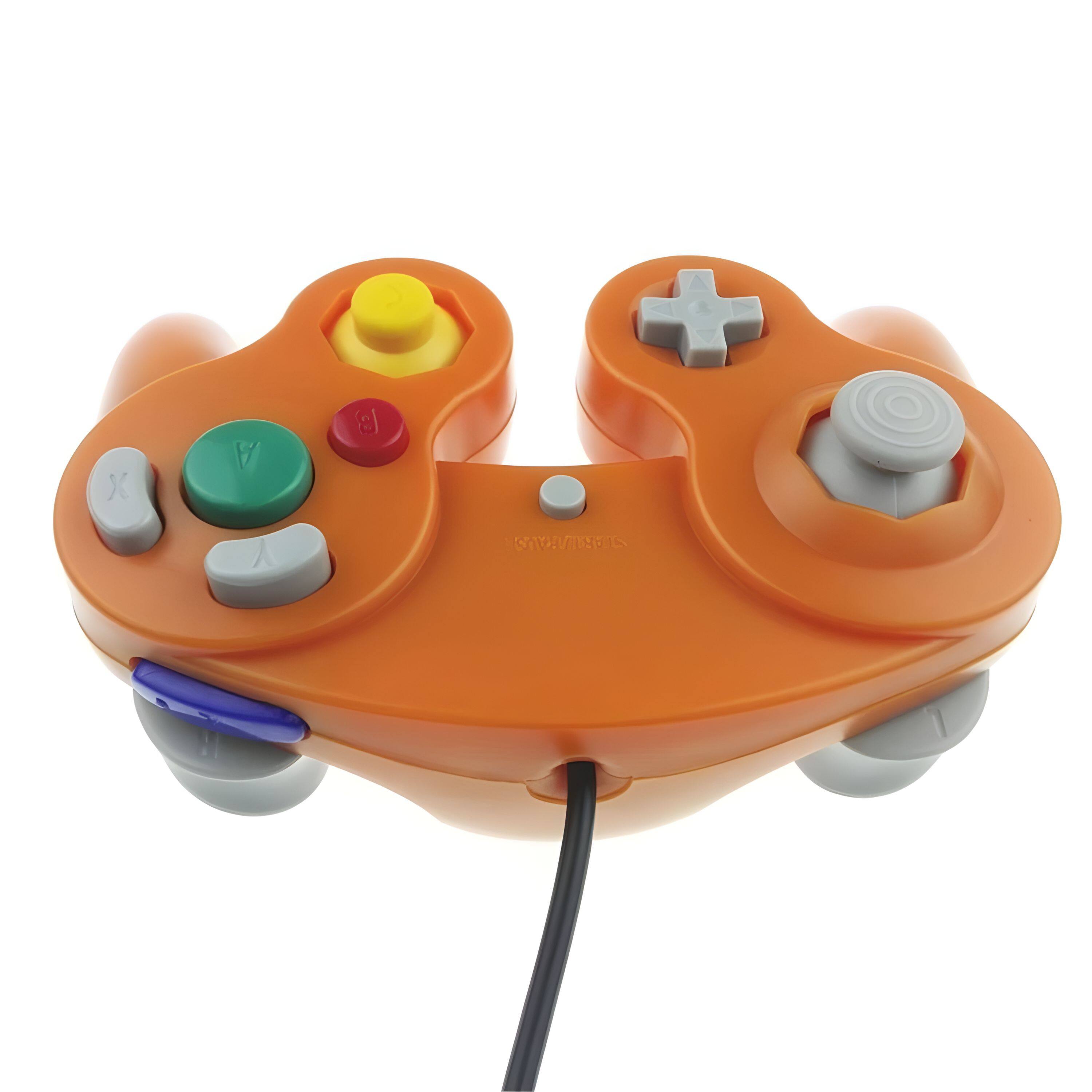 Left. Kitcheniva - Wired Controller Gamepad For Nintendo GameCube GC & Wii U Console - Orange.
