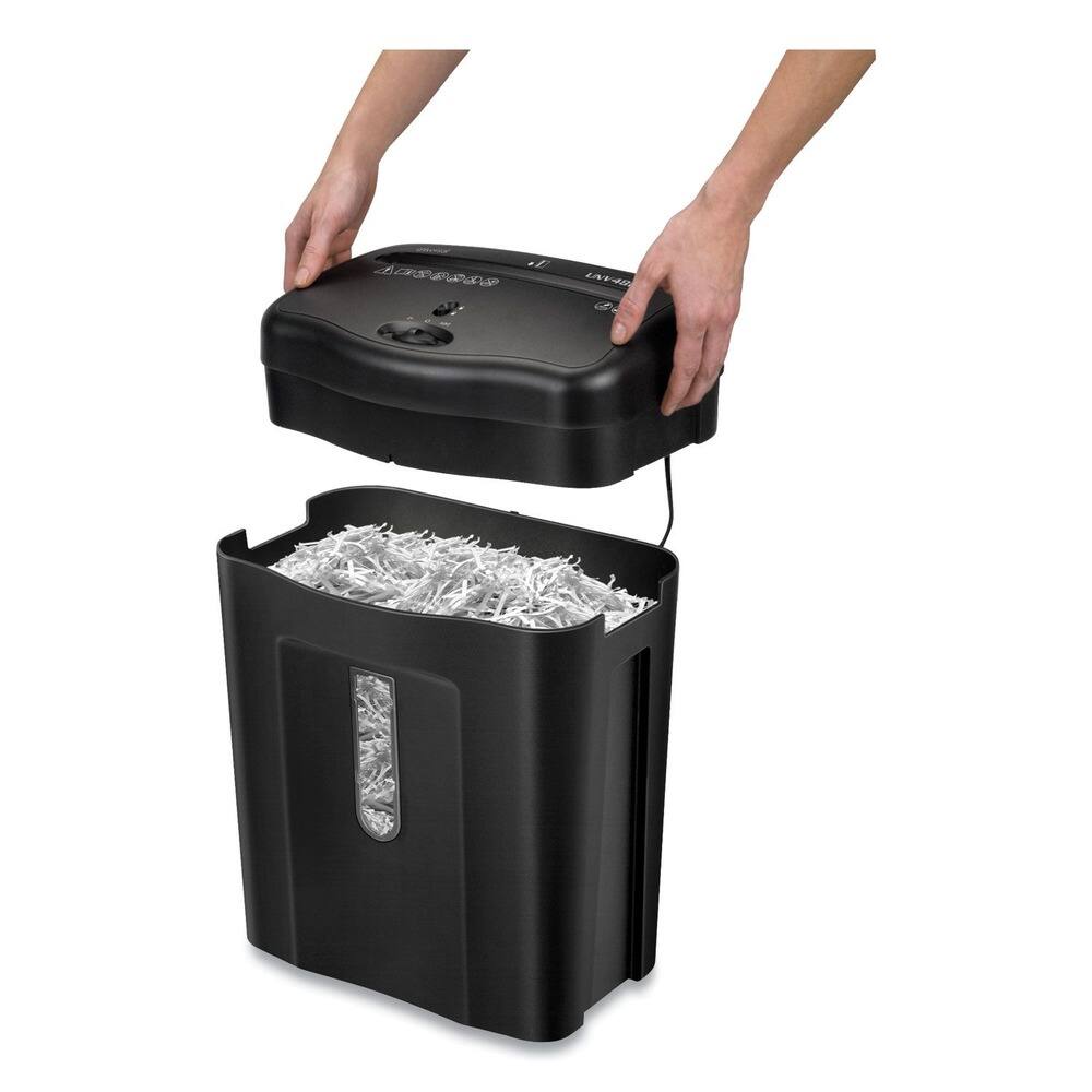 Alt View 1. Universal - 4351001 11 Manual Sheet Capacity Light-Duty Cross-Cut Shredder - Black.