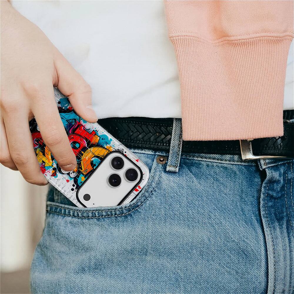 Alt View 4. BUBM - Smartphone Case for iPhone - 2-Layer Durable Smartphone Protection Case - Graffiti Riot - Graffiti Riot for iPhone 17 Pro.