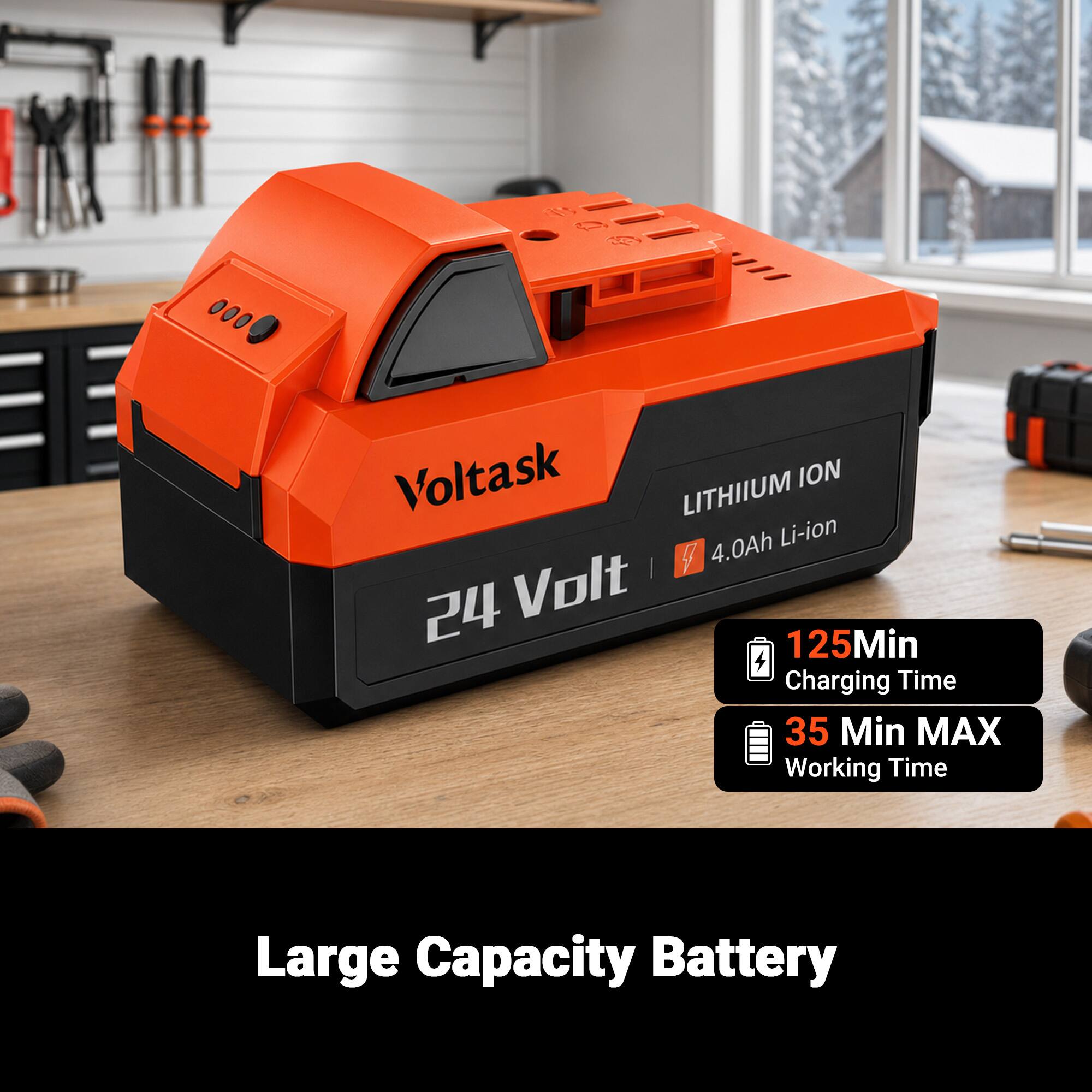 Voltask LITHIIUM ION 4.0Ah Li-ion 24 Volt 125Min Charging Time 35 Min MAX Working Time Large Capacity Battery