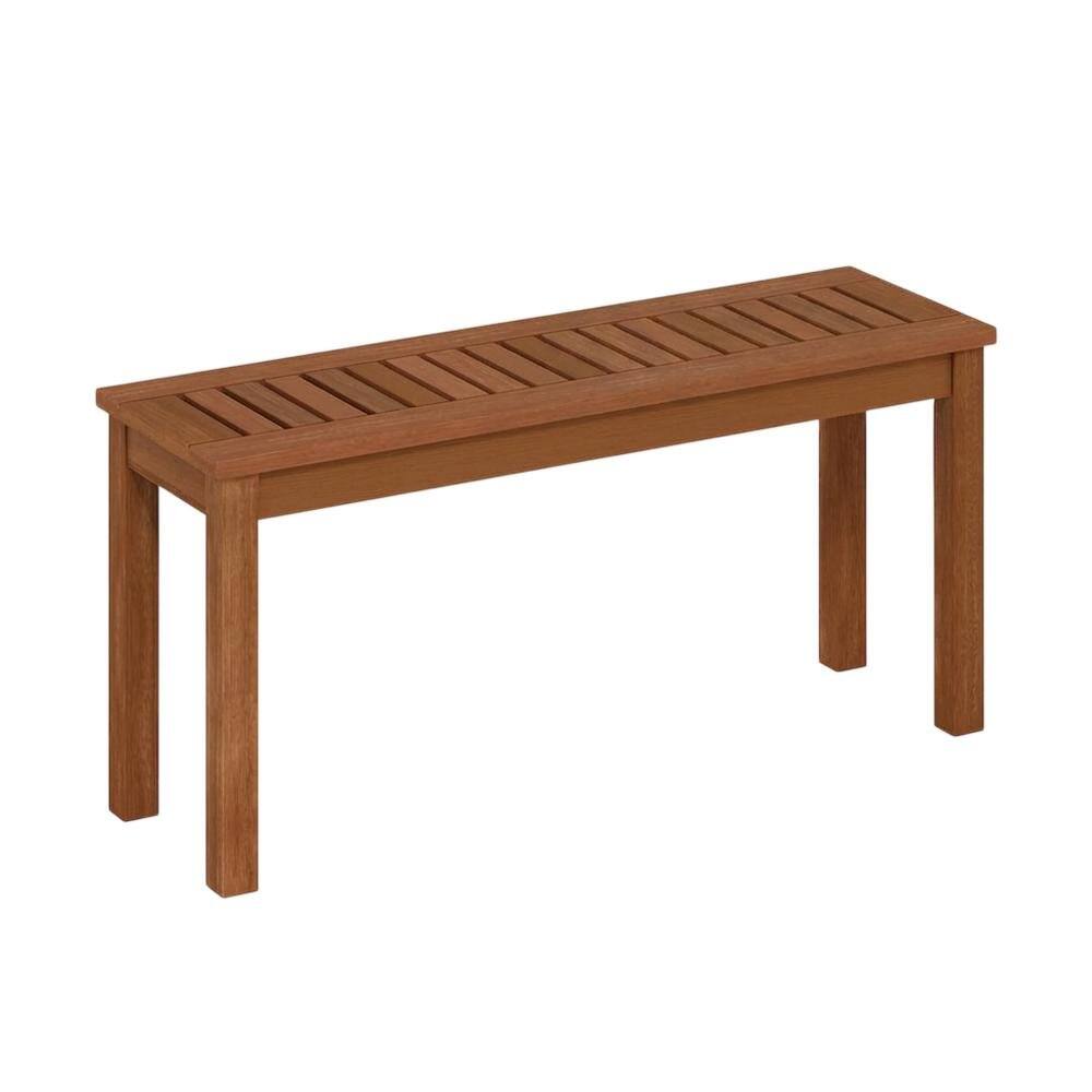Front. Outdoor Escape - Teak Oil Hardwood Outdoor Backless Bench With Neutral Finish For Patio Use - Natural.