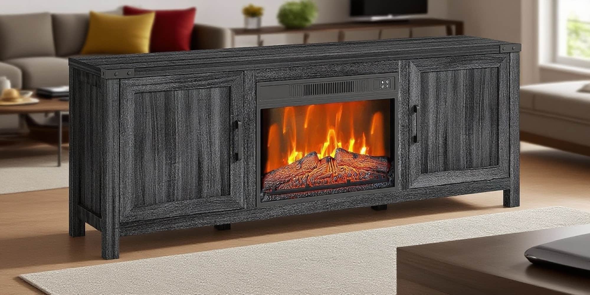 Acekool - TV Stand For TVs Up To 65" With 23" Electric Fireplace Included, with Remote
