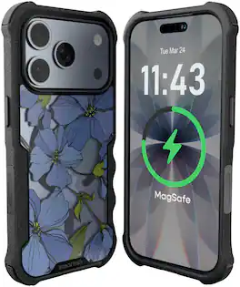 Smartish - iPhone 18 Pro Max/17 Pro Max MagSafe Case - Gripzilla - Protective Grip Heavy Duty Cover - Blue Blossoms