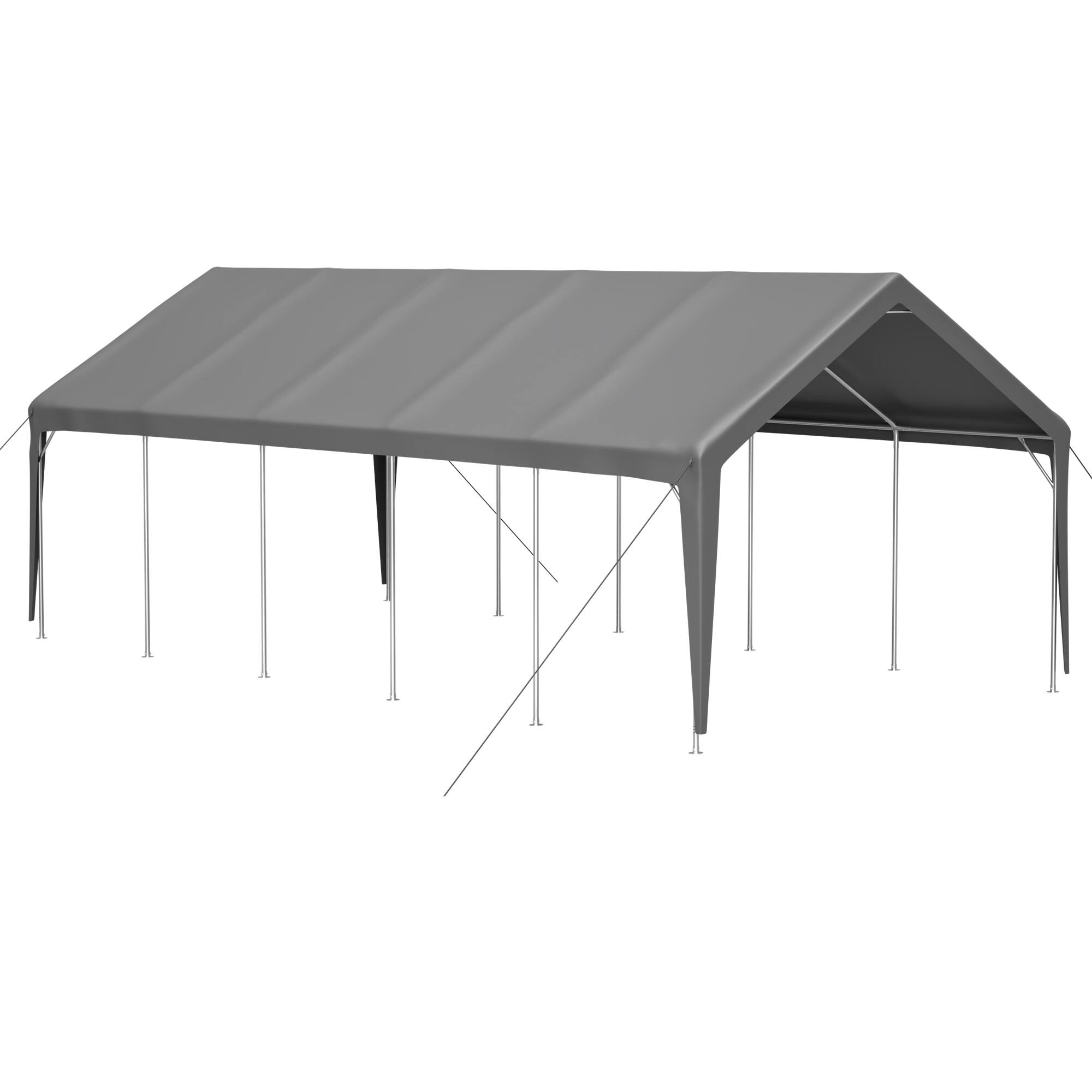 Alt View 6. Mondawe - 13x26 FT Carport Canopy with 2 Roll-Up Doors and 1 Side Door, Removable End Walls & Windows - Gray.