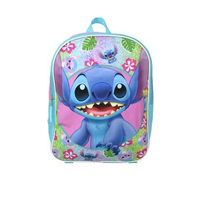 Front. UPD - Disney Stitch 15" Backpack with Flowers - Multicolored.