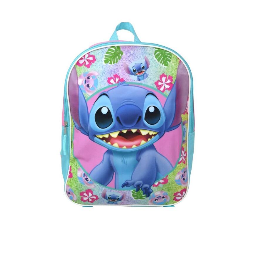 Front. UPD - Disney Stitch 15" Backpack with Flowers - Multicolored.