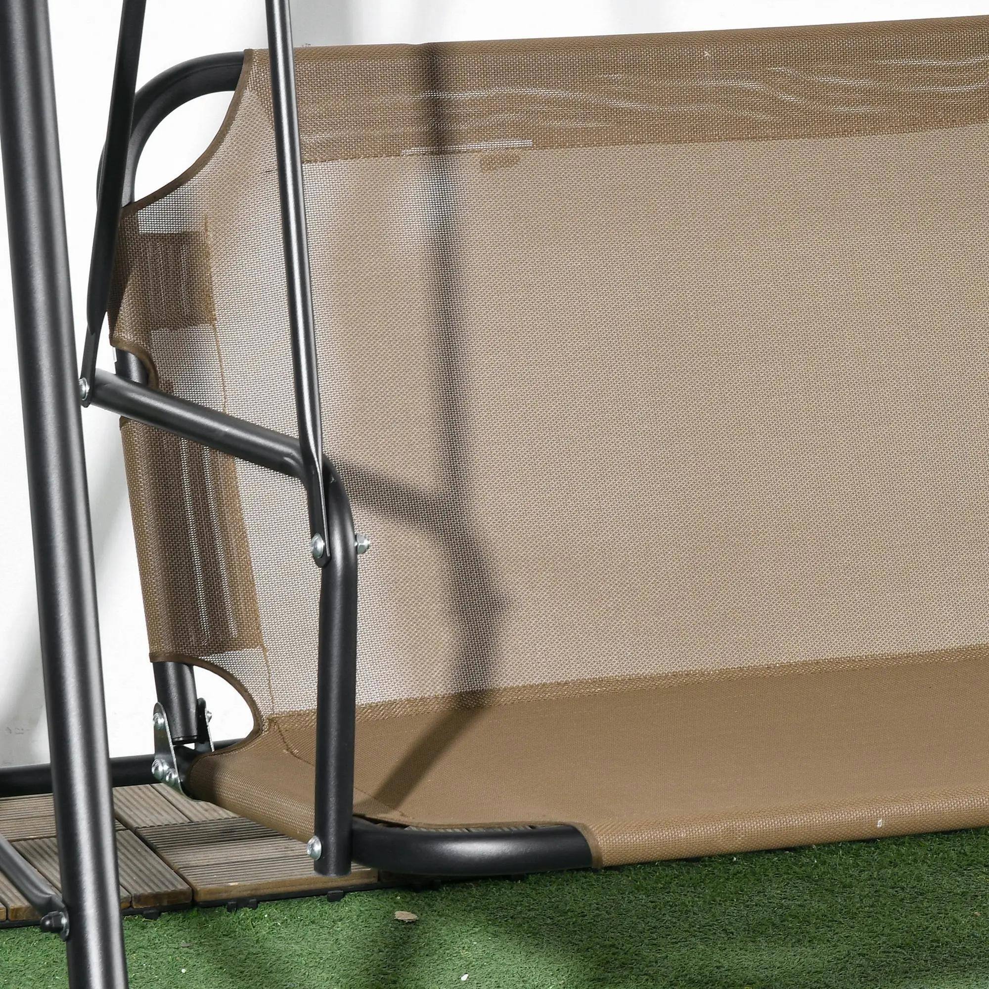 Alt View 4. Spaco - Spaco 3-Person Patio Swing with Stand, Adjustable Tilt Canopy, Cozy Bench - Brown.