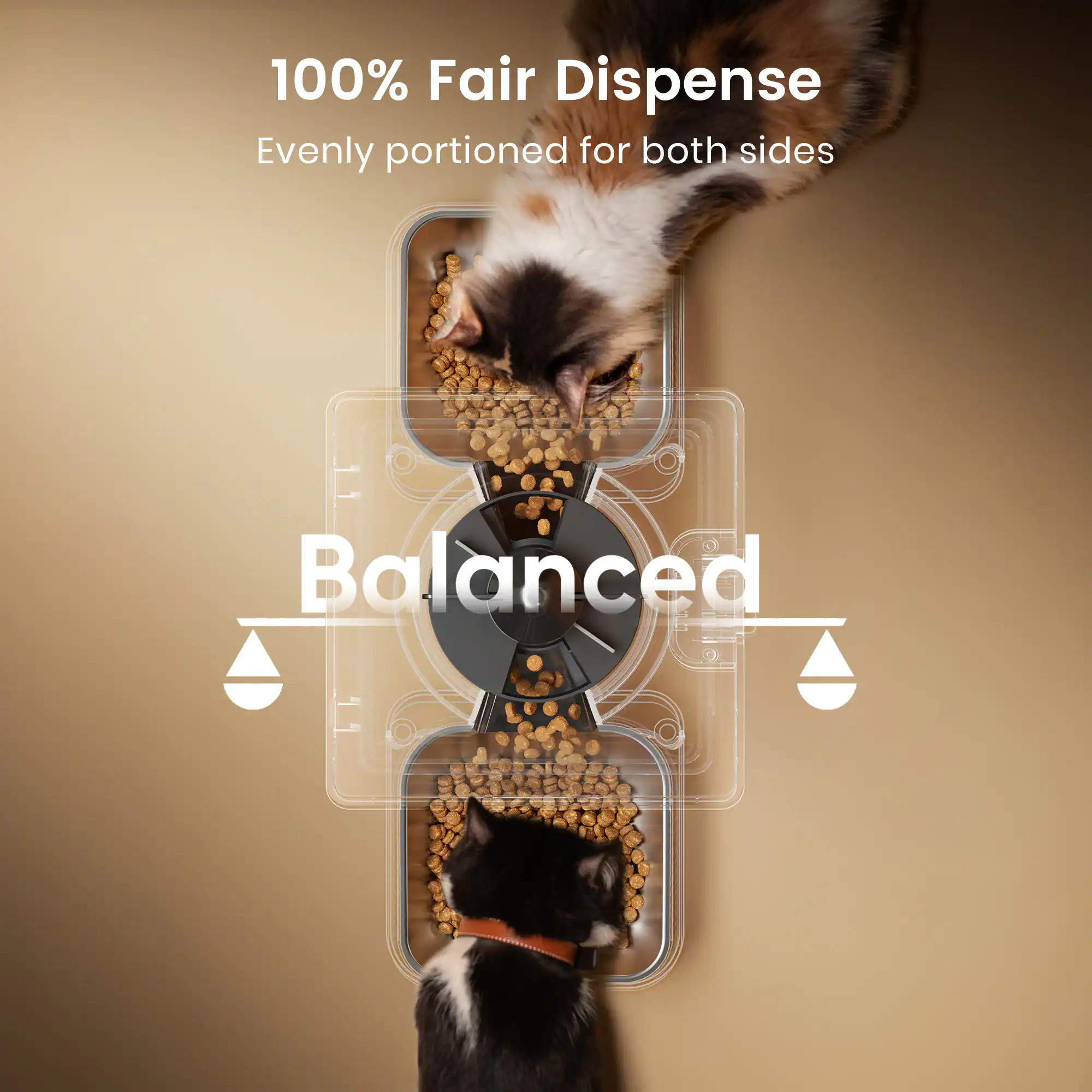 100% Fair Dispense  
Evenly portioned for both sides  
Balanced