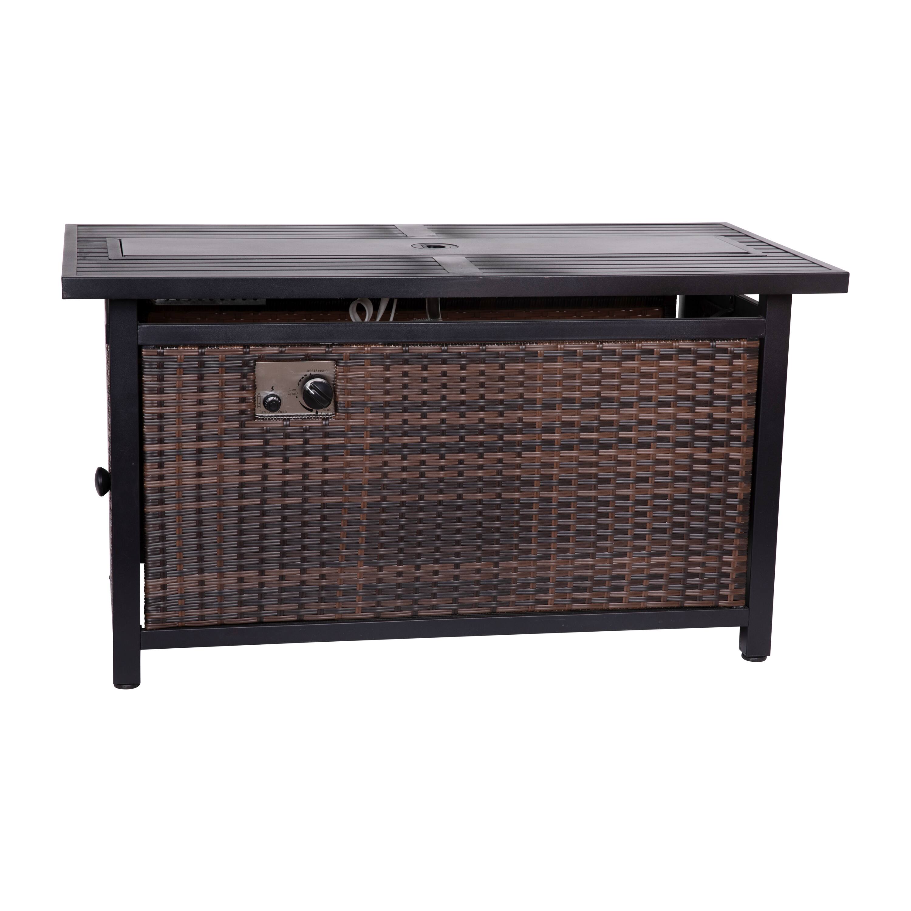 Alt View 10. Emma + Oliver - Propane Fire Table with Glass Beads and Hideaway Tank Holder - Espresso/Black.
