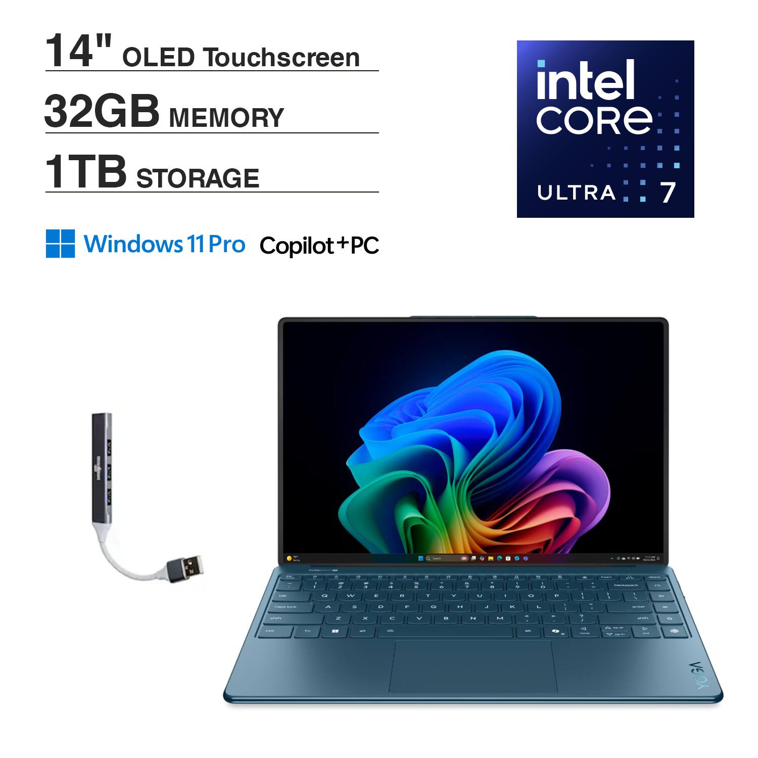 14" OLED Touchscreen  
32GB MEMORY  
1TB STORAGE  
intel CORE ULTRA 7  
Windows 11 Pro Copilot+PC
