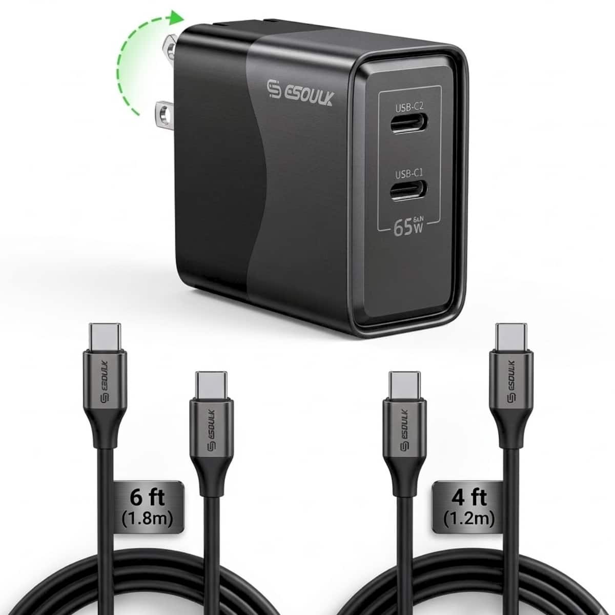 ESOULK USB-C2 USB-C1 SAN 65 W EBDULX U ESDULK U eSDULK  ESDULK  ESDULK  6 ft (1.8m) 4 ft (1.2m)
