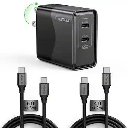 ESOULK USB-C2 USB-C1 SAN 65 W EBDULX U ESDULK U eSDULK ESDULK ESDULK 6 ft (1.8m) 4 ft (1.2m)