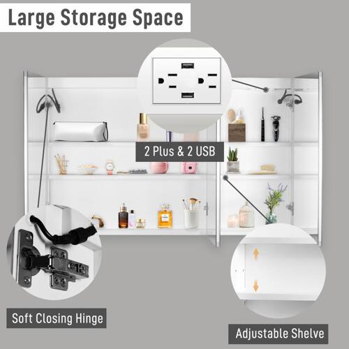 Large Storage Space  
2 Plus & 2 USB  
Soft Closing Hinge  
Adjustable Shelf