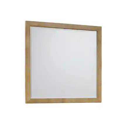 Front. Starlight Canyon Home - Modern Farmhouse Bedroom Vanity Mirror Single Piece Stylish Design - Light Oak.