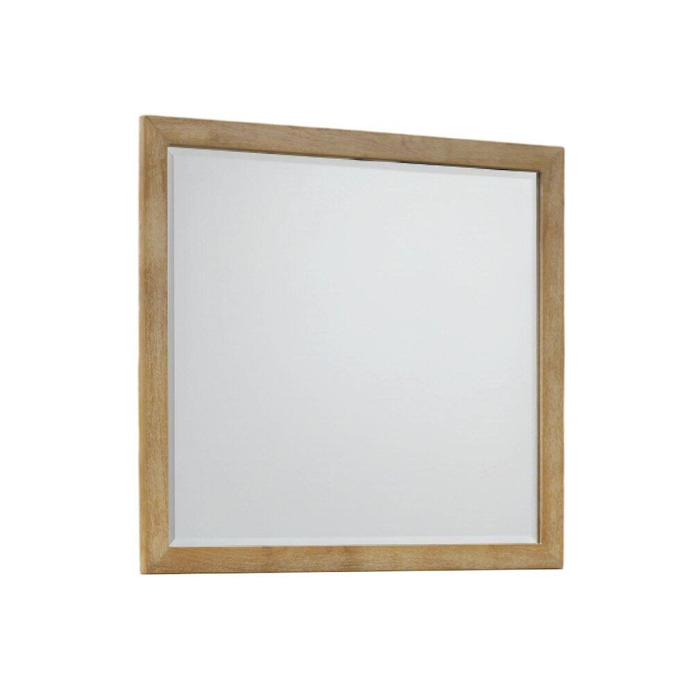 Front. Starlight Canyon Home - Modern Farmhouse Bedroom Vanity Mirror Single Piece Stylish Design - Light Oak.