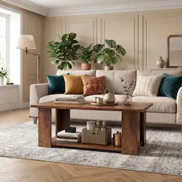 WELLFOR - 41" 2-tier Wooden Modern Table with Storage Shelf, Rectangle Accent Center Table for Living Room - Coffee