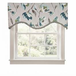 RLF Home - 100% Cotton Elmina Trimmed Cornice Lined Window Valance 50" x 17" - Turquoise