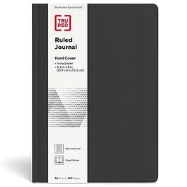 TRU RED - Medium Hard Cover Ruled Journal, 5 1/2" x 8" - Black