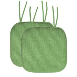 Sweet Home Collection - Honeycomb Memory Foam Non-Slip 16" x 16" Chair Cushion Pad with Ties, 2-Pack - Green