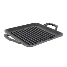 Lodge - 11" Cast Iron Square Grill Pan - Chef Collection - Pre-Seasoned - Versatile - Indoor & Outdoor - Heat Retention - Black
