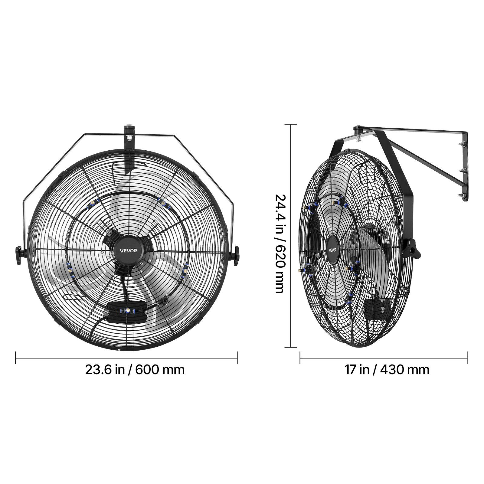 VEVOR 24.4 in / 620 mm  
23.6 in / 600 mm  
17 in / 430 mm