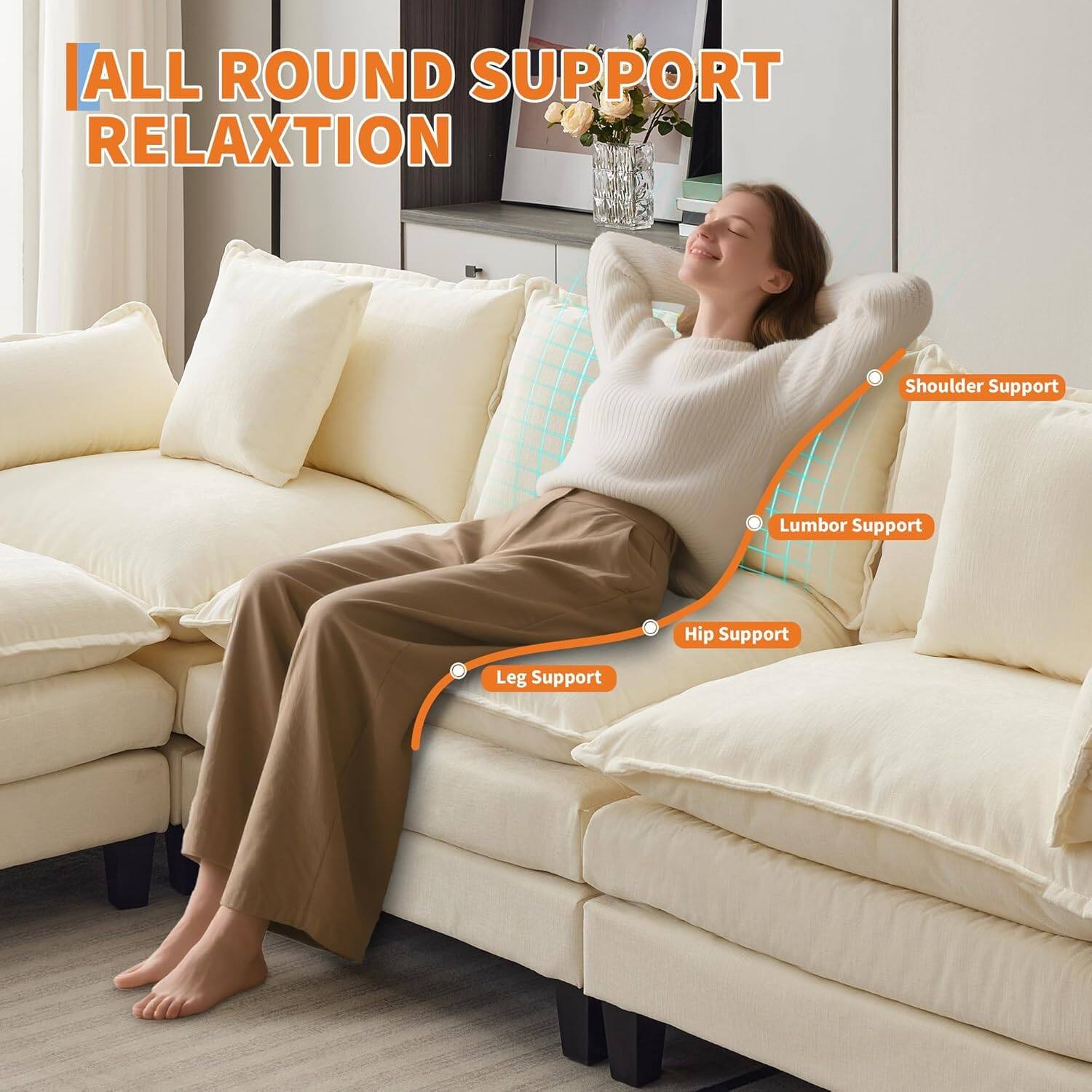 ALL ROUND SUPPORT RELAXATION

- Shoulder Support
- Lumbar Support
- Hip Support
- Leg Support