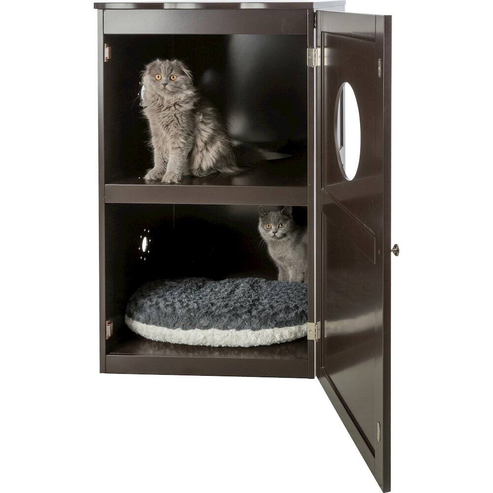 Alt View 3. TRIXIE - 2-Story Cat Litter Box Enclosure Hidden Litter Indoor Cat Furniture Accent Table - Espresso Brown.